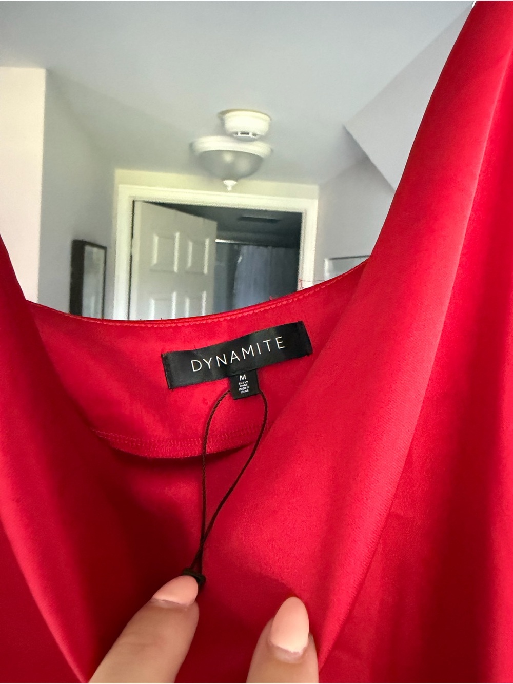 Dynamite Red Satin Cowl Slip Dress - Picture 2 of 3